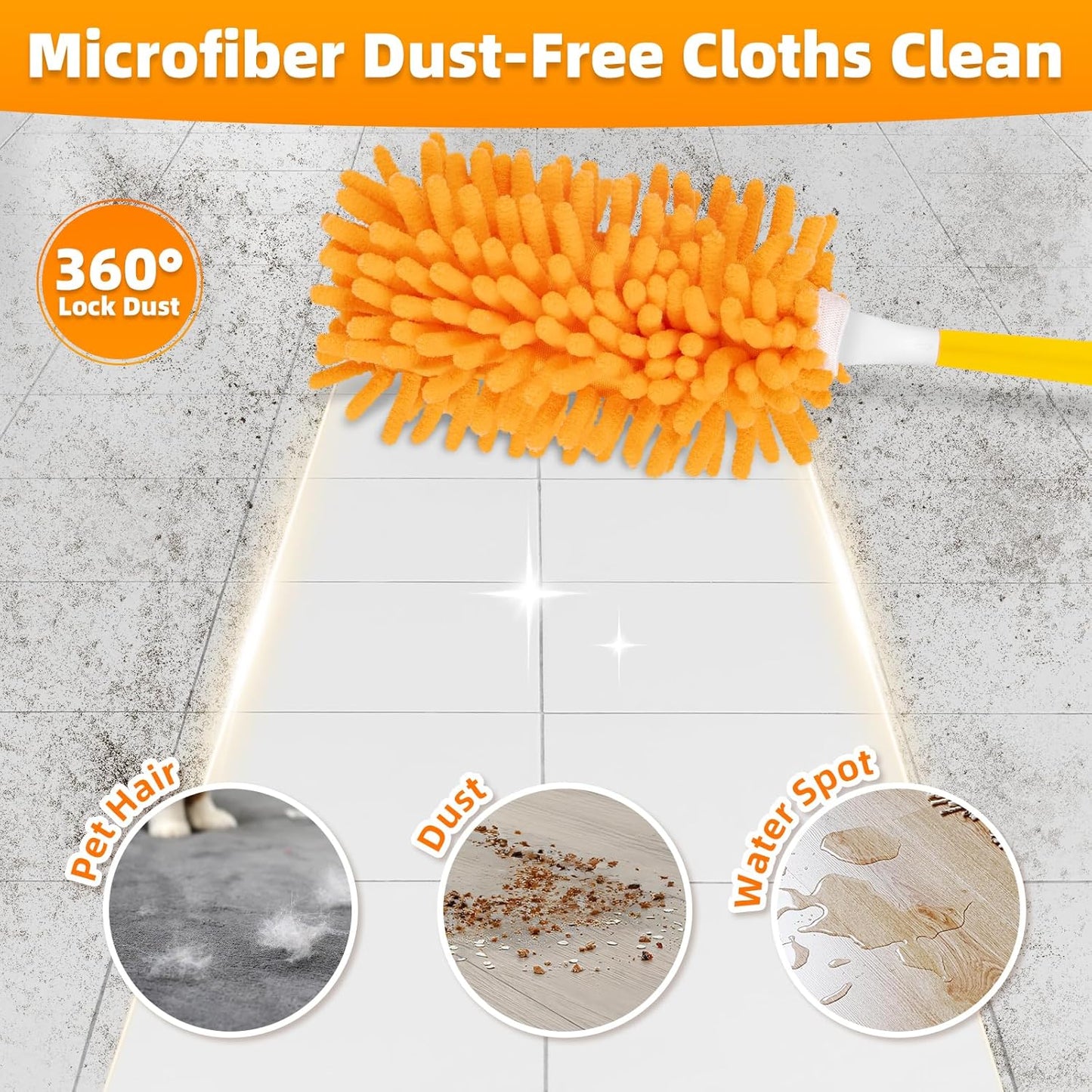 4 Pack Reusable Duster Refills Compatible with Swiffer Hand Duster, Washable Microfiber 360 Heavy Duty Dusters Refills for Dusting Cleaning(Include 1 Handle & Laundry Bag)