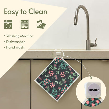 Eulnars Swedish Dishcloths for Kitchen, 8 Pack Reusable Paper Towels with Clips, Non-Scratch Swedish Kitchen Towels, Super Absorbent Cellulose Sponge Cloths, Dishwasher Safe, No Odor