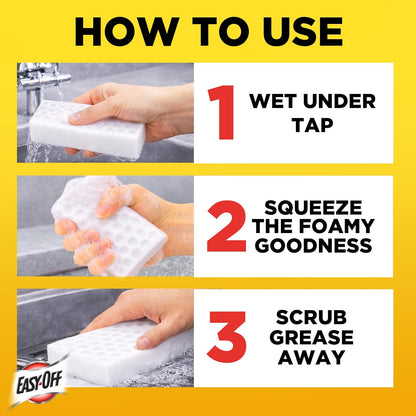 Easy‑Off Heavy Duty 2‑in‑1 Ultra Thick Eraser & Degreasing Formula, 5 Multi‑Use Cleaning Pads — Cuts Through Tough Grease & Grime in Seconds