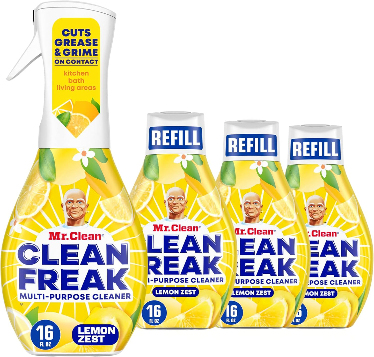 Mr. Clean Clean Freak Multi Surface Cleaning Spray, Deep Cleaning Mist Starter Kit and Refill Bundle, Unstopables Fresh Scent, 64 fl oz