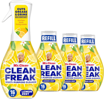 Mr. Clean Clean Freak Multi Surface Cleaning Spray, Deep Cleaning Mist Starter Kit and Refill Bundle, Unstopables Fresh Scent, 64 fl oz