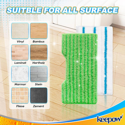 KEEPOW Reusable Mop Replacement Pads Compatible with Shark Vac Mop VM252 VM200 VC205 VM250 VM180 VM401 QM250 VM190, Washable Vacuum Mop Pad Refills, Upgraded Design of Dirt Chamber (1+3+6 Pads)