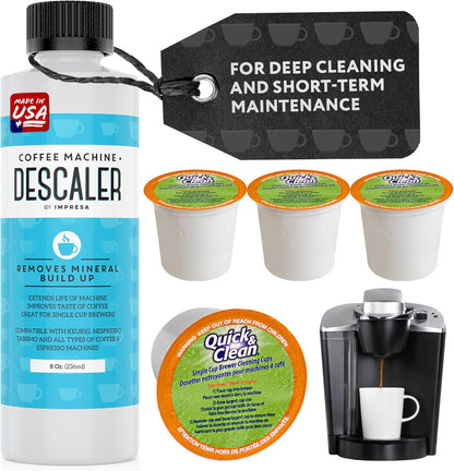IMPRESA Coffee Machine Descaler (2 Uses Per Bottle) - Made in the USA - Universal Descaling Solution, Compatible with Nespresso, Delonghi and All Single Use Coffee and Espresso Machines