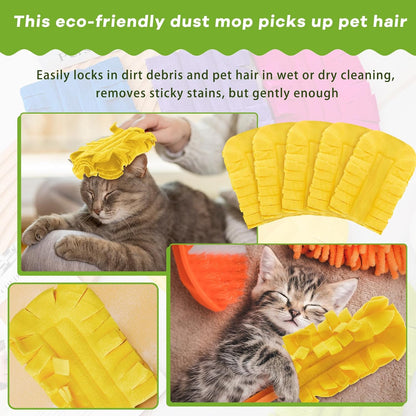 Zubebe 12 Pcs Duster Refill Reusable Fleece Duster Refills Feather Flat Dusters Multi Surface Washable Cleaning Pads Tools for Home, Blinds, Car, Pet, Furniture, Fans (Dark Color)