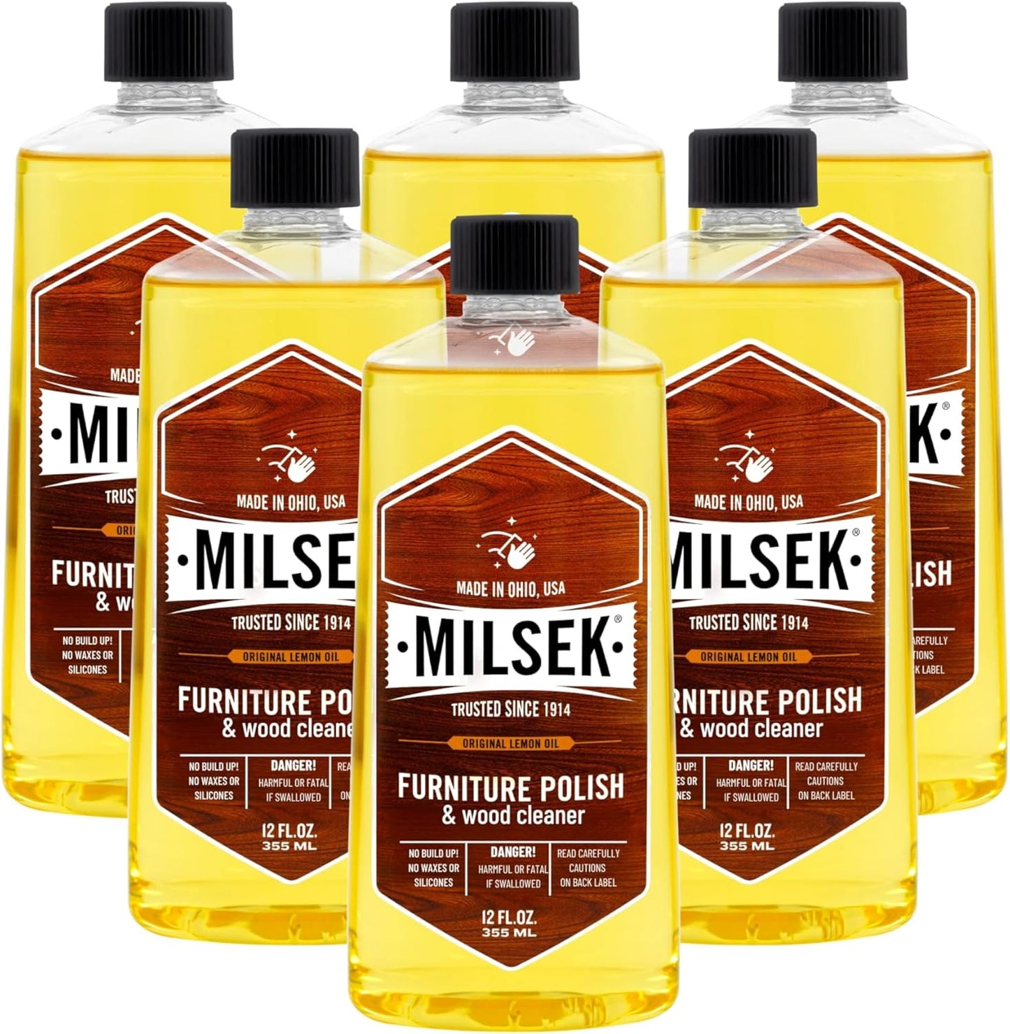 Milsek Furniture Polish and Wood Cleaner with Lemon Oil - Multipurpose Solution for Home Improvement from Hardwood Floors to Kitchen Cabinets - 12 Fl Oz (Pack of 1)