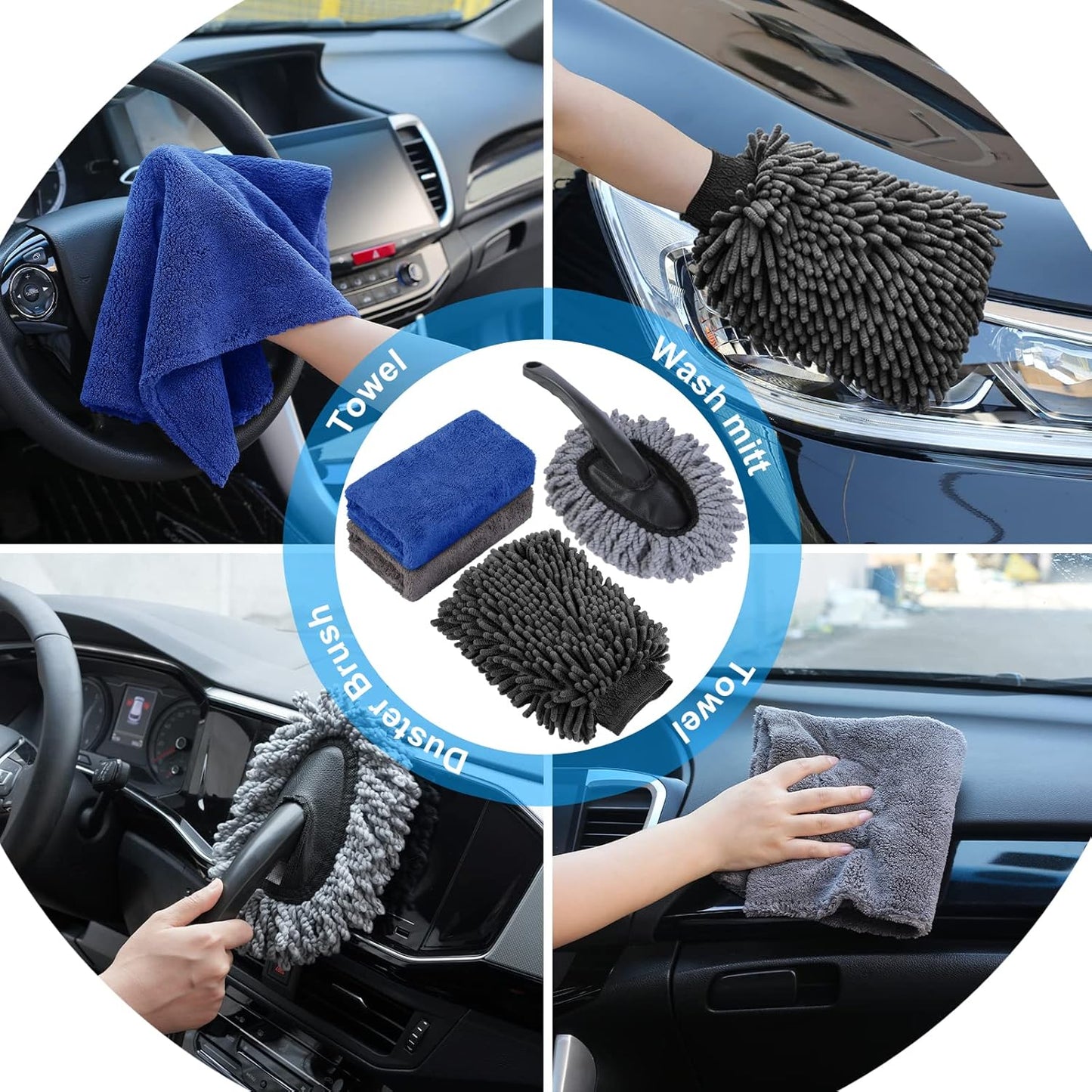42Pcs Car Wash Detailing Kit Cleaning Set with Foam Gun Sprayer, Long-Handle Brush, Collapsible Bucket, Large Wash Mitt, Towels, Complete Interior & Exterior Car Washing Supply Set (Blue)