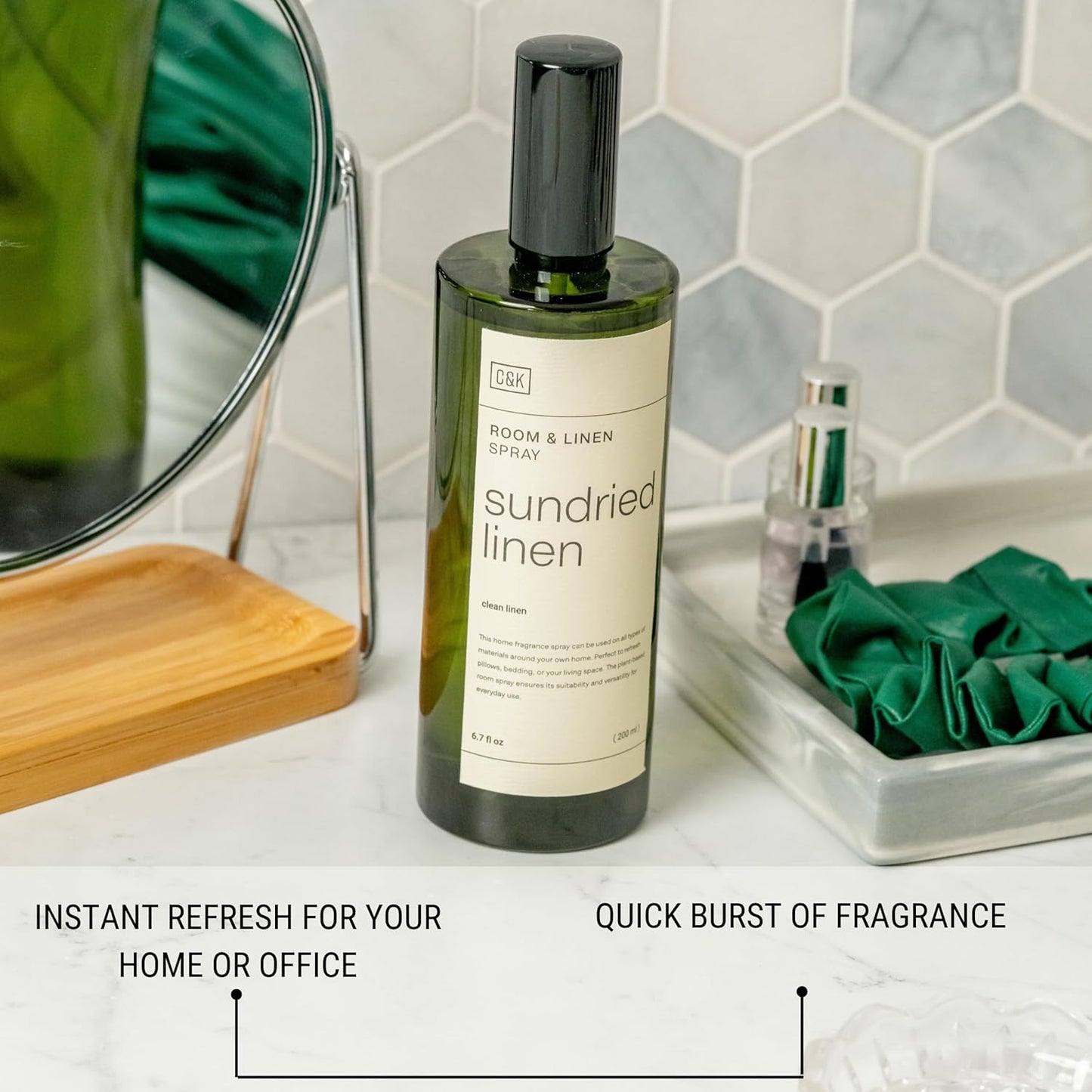Craft & Kin Santal Woods Room Spray for Bedding, 6.76 oz, Pillow Spray, Long-Lasting Room Freshener, Soothing Aroma Mist for Home & Washroom