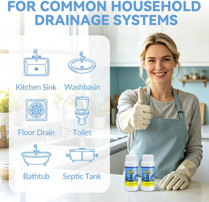 4PCS Sink and Drain Cleaner - 15-30 min Fast-Acting Sink Drains Cleaner - Gentle Formula Drain Clog Remover - Safe for All Pipes - Quick Dissolve Common Pipe Blockages