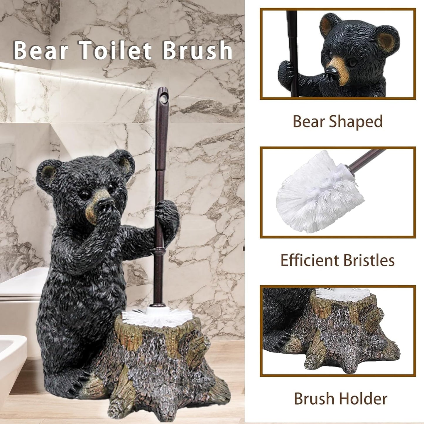 Toilet Brush Holder Set for Bathroom Super Cute Dog Base Solidly Toilet Bowl Brush and Holder Flexible and Durable Style Stylish Toilet Cleaner Brush Saving Storage Space Toilet Brushes for Bathroom