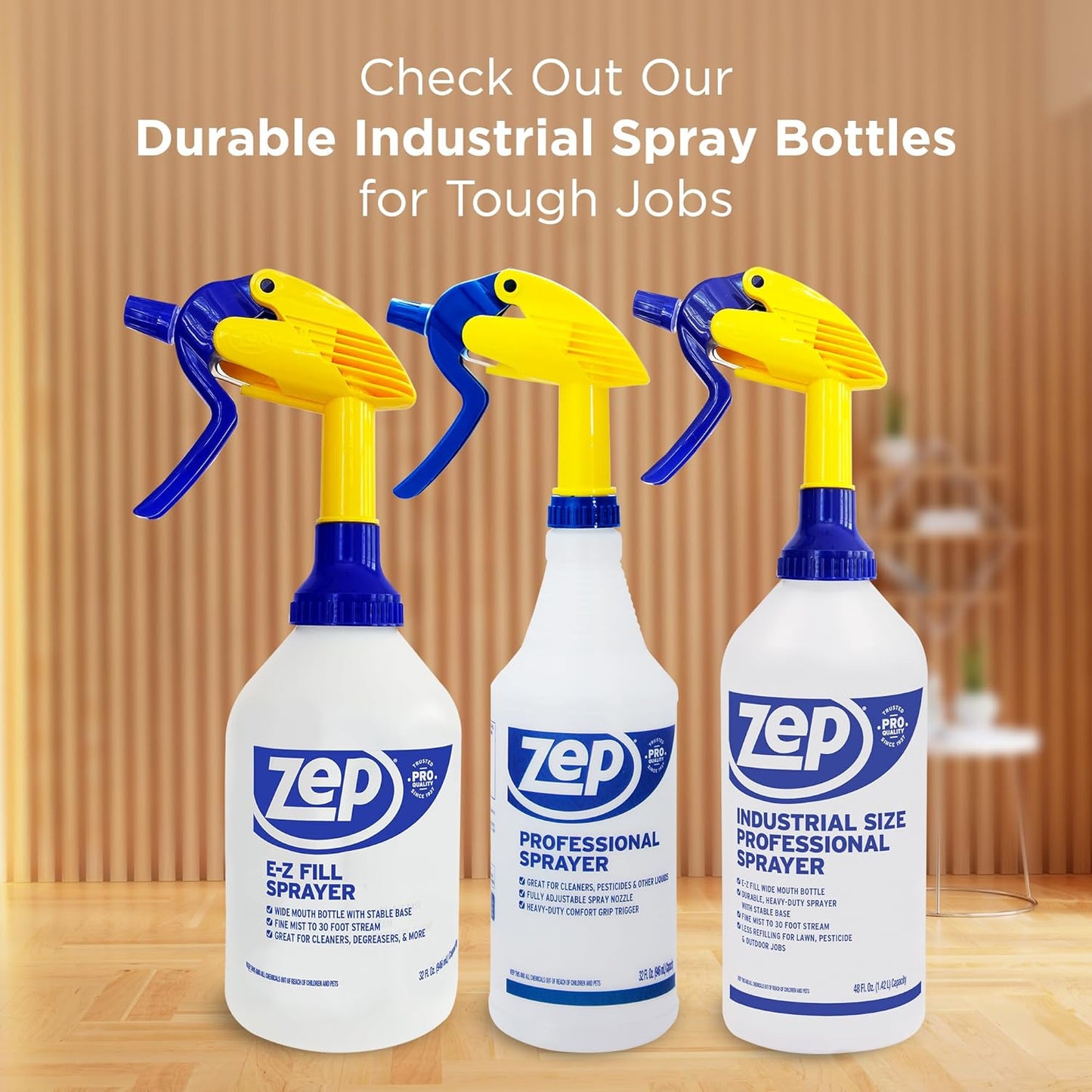 Zep Professional Sprayer Bottle - 32 oz (Case of 12) - HDPRO1 - Versatile Adjustable Nozzle Spray Bottles with a Fine Mist or Powerful Spray, Refillable for Diluted Concentrate