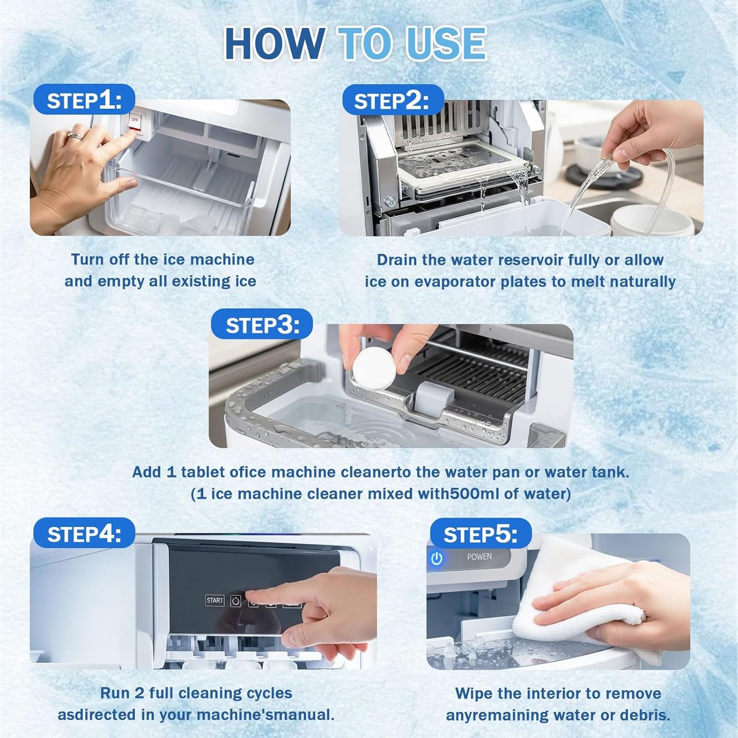 Ice Machine Cleaner Maker Descaler - 48 clean Tablets Compatible with Frigidaire, Opal, GE Profile, Kitchenaid, Nickel Safe Scale Remover for Countertop, Nugget Ice Makers-Odor-Free, Crystal Clear Ice