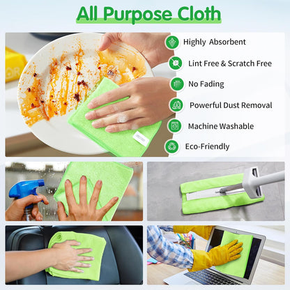 FIXSMITH Microfiber Cleaning Cloth - Pack of 8, Size: 12 x 16 in, Multi-Functional Cleaning Towels, Highly Absorbent Cleaning Rags, Lint-Free, Streak-Free Cleaning Cloths for Car Kitchen Home