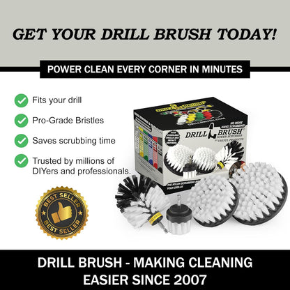 Nylon Drill Brush Attachment Set for Bathroom Cleaning - Power Scrubber Brush Kit for Bathtub, Shower, Tile, and Grout - All-Purpose Household Cleaning Brushes for Drill - Electric Grout Cleaner Kit