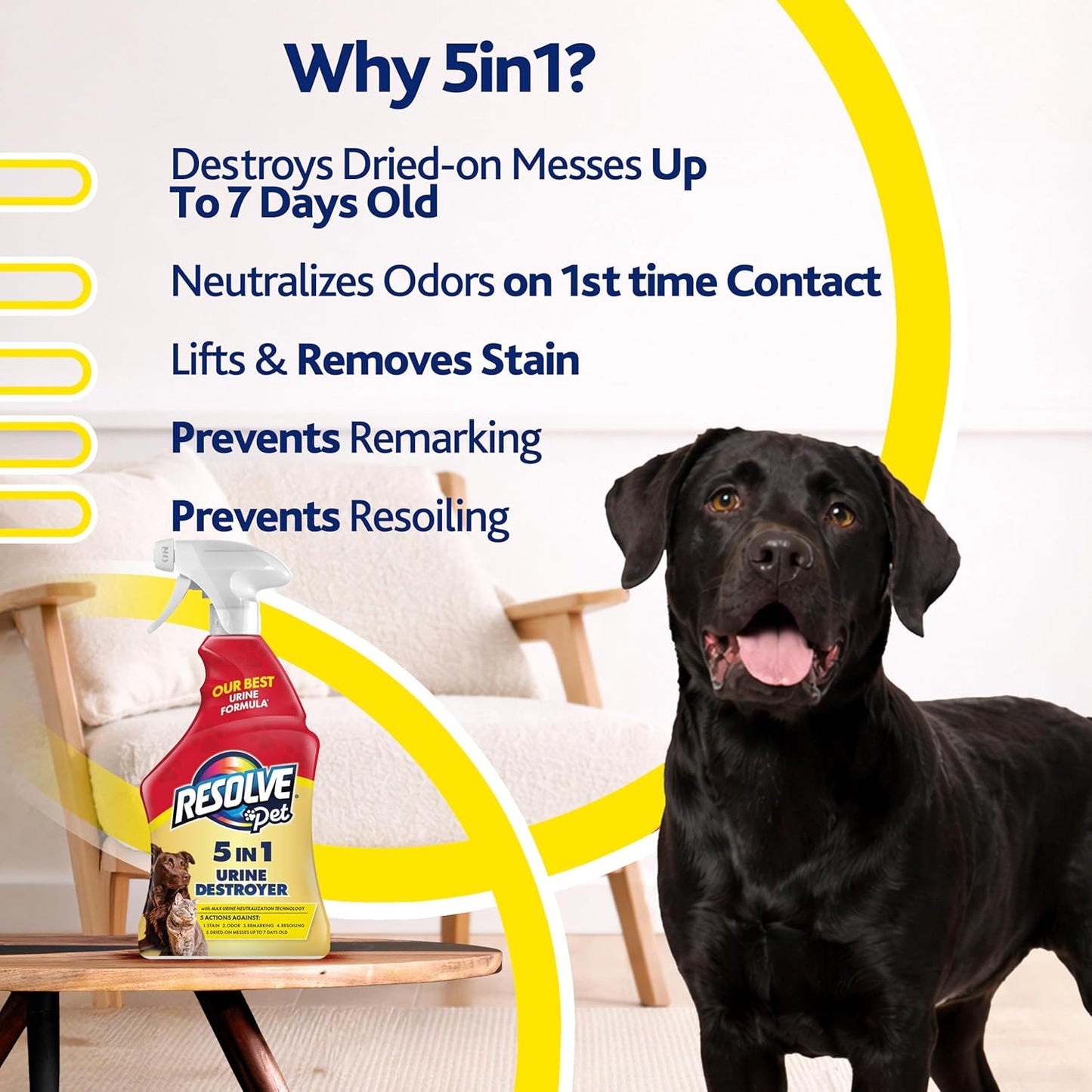 Resolve Pet Specialist Urine Destroyer Carpet Cleaner Spray – Urine Eliminator for Pet Stains & Odors Up to 7 Days Old, 22oz