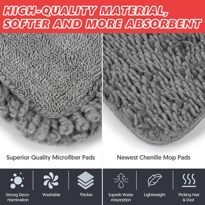 HOMTOYOU Spray Mops for Floor Cleaning: Wet Mop for Hardwood Tile Wood Laminate Vinyl - 3 Washable Microfiber Pads for Swiffer Powermop - Absorbs Pet Hair Dust