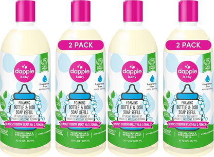 Dapple Baby Fragrance-Free Foaming Baby Bottle & Dish Soap - 13 fl oz - Cleans Bottles, Sippy Cups, Pacifiers, Breast Pumps, & More - Gently Removes Milk Film & Odors - Fragrance Free