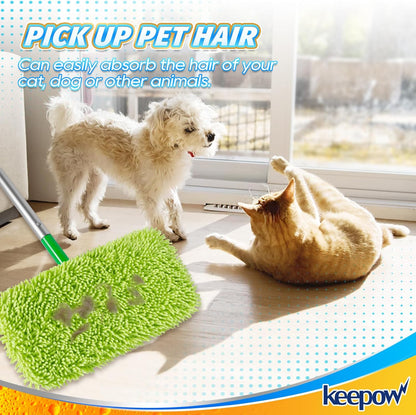 KEEPOW Reusable Microfiber Mop Pads Compatible with Swiffer Sweeper, Dry Sweeping Cloths, Washable Wet Mopping Cloth Refills for Hardwood Floor Cleaning, 6 Pack