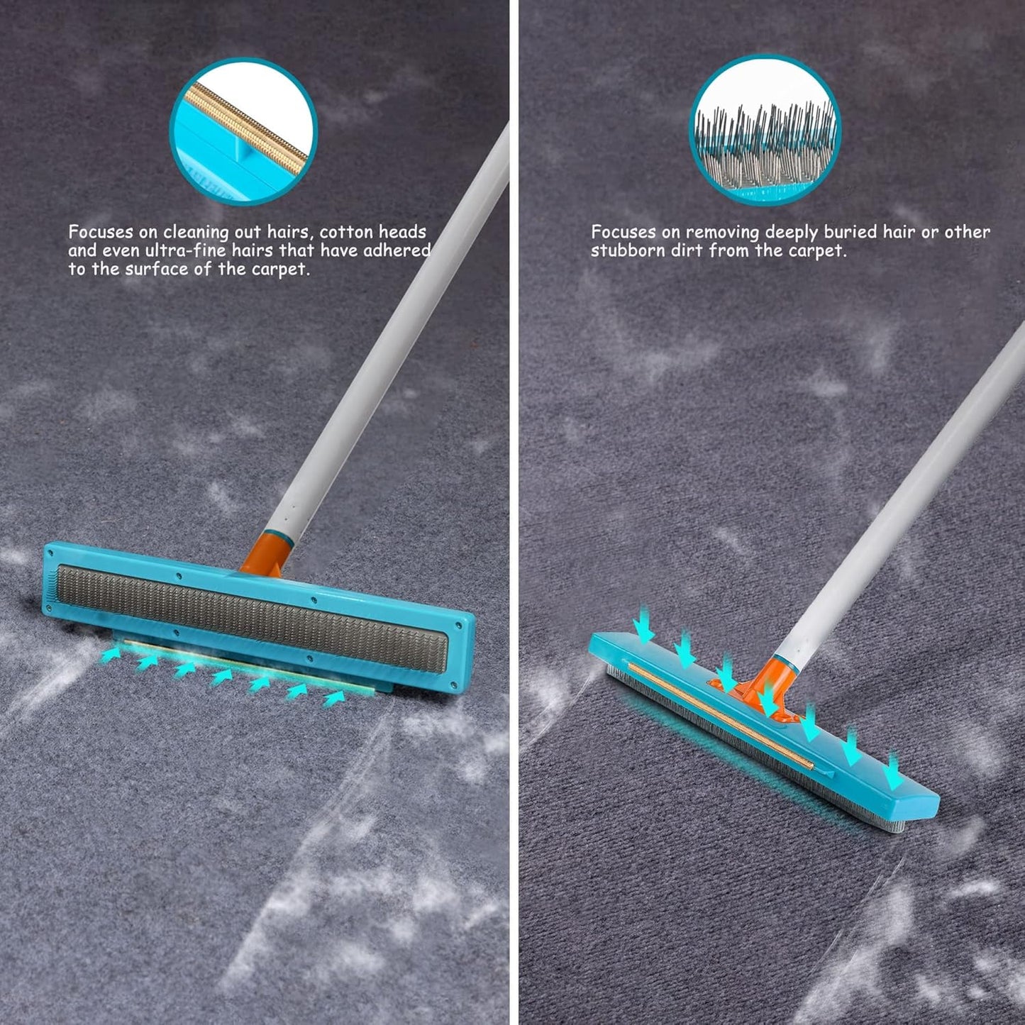Carpet Rake-Carpet Hair Removal Tool-Carpet Rake to Fluff Carpet-Carpet Scraper Brush Rug Comb Pet Cat Fur Dog Hair Remover for Couch Furniture Carpet Broom