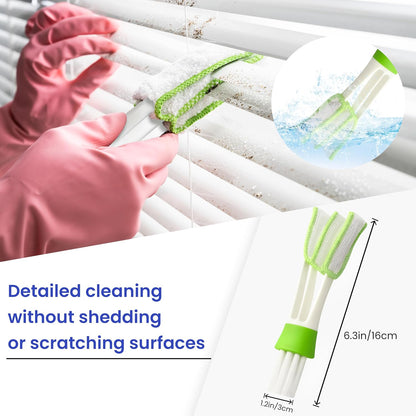 Blind Cleaner Duster Tool - 2 Pcs 7 Fingers Anti-Shedding Window Blind Cleaner Tool and 2 Pcs Air Vent Cleaner, with High-Density Microfiber Fleece and Ergonomic Handle, Detachable and Washable