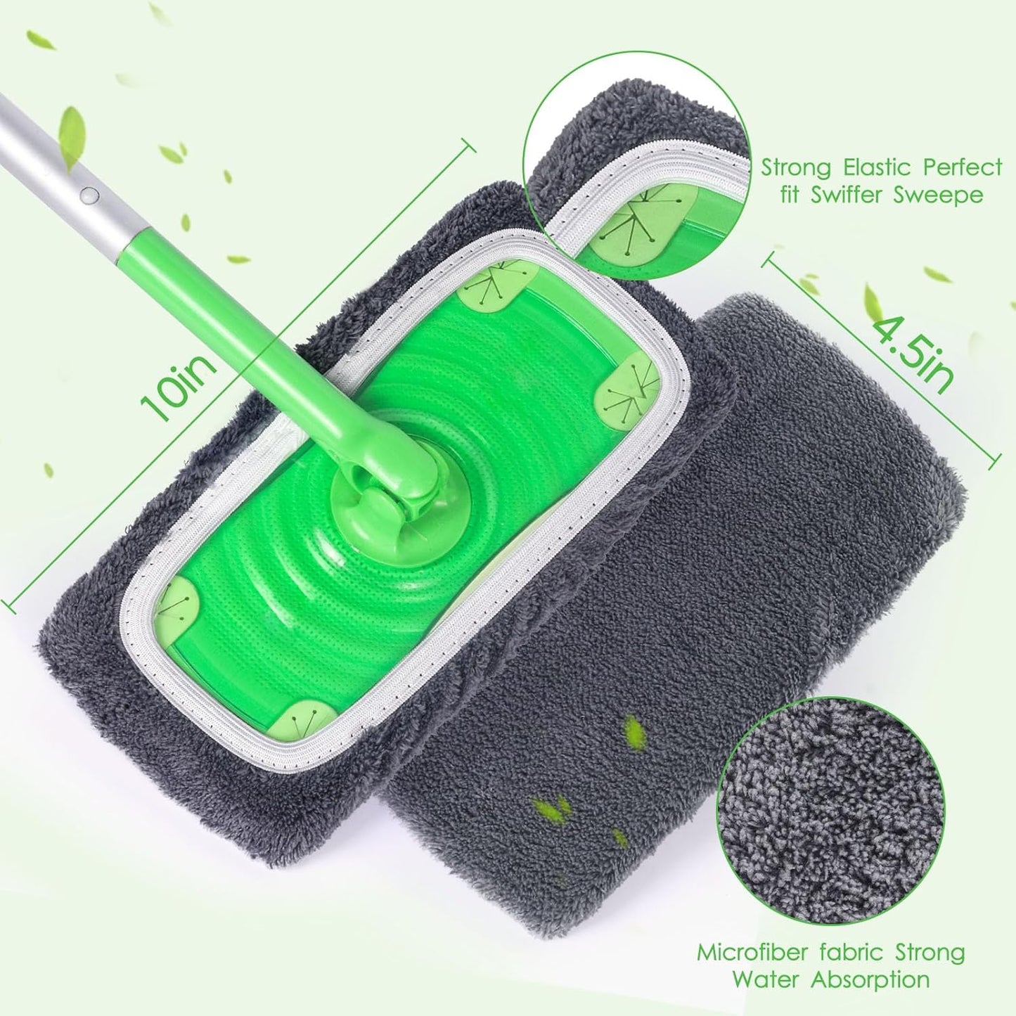 Reusable Microfiber Mop Pads for Swiffer Sweeper Mop - Dry Sweeping Cloths & Wet Mopping Cloths for Household Cleaning - Washable Wet Pads for Mopping Floors - 4 Pack (Mop is not Included)