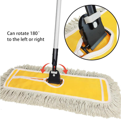 60" Commercial Dust Mop Handle (Reinforced Thick-Gauge Aluminum Pole), Heavy-Duty Dust Mop Pole & Dust Mop Replacement Part for Janitorial/Professional Use