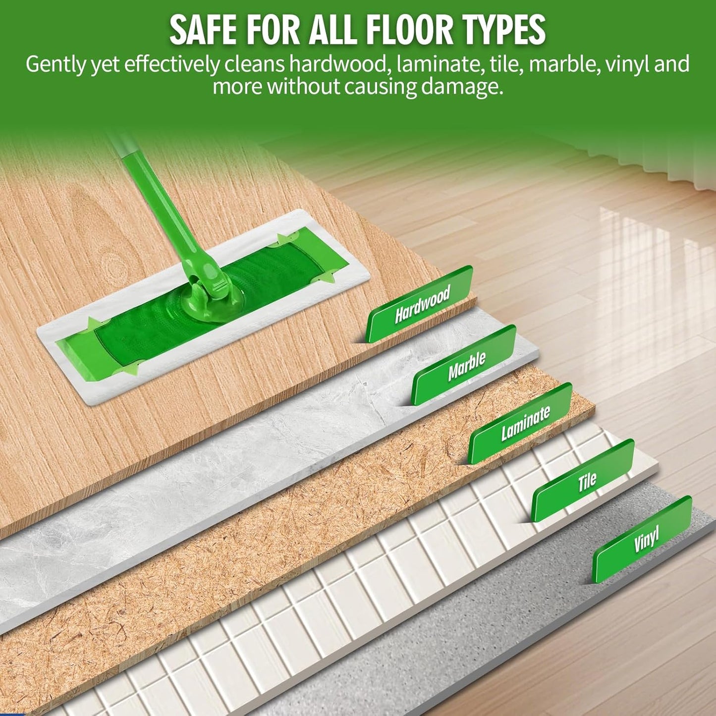 48 Count Heavy Duty Wet Pad Refills, Compatible with Swiffer Sweeper Mop & Clorox Mop, Disposable Unscented Wet Mopping Cloths for Multi-Surface Floor Cleaning