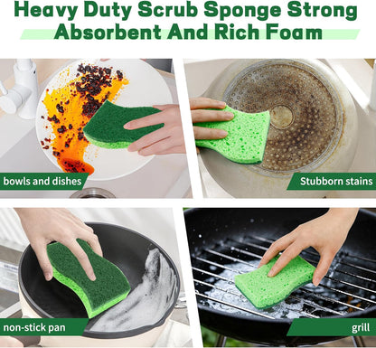 12 Count Non-Scratch Dish Sponges Kitchen, Long Lasting Cleaning Sponges for Dishes,Dual Sided Kitchen Sponges, Cleans Fast Without Scratching, Easy to Dry and Reusable-Blue