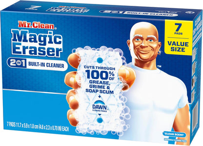 Mr. Clean Magic Eraser Foaming Sponge, All Purpose Cleaner, Dawn Cleaning Power, Wall Cleaner, Sneaker Cleaner, Oven Cleaner, Kitchen, Bathroom, Shower Cleaning Supplies, Scrubber, Ultra Foamy, 5ct