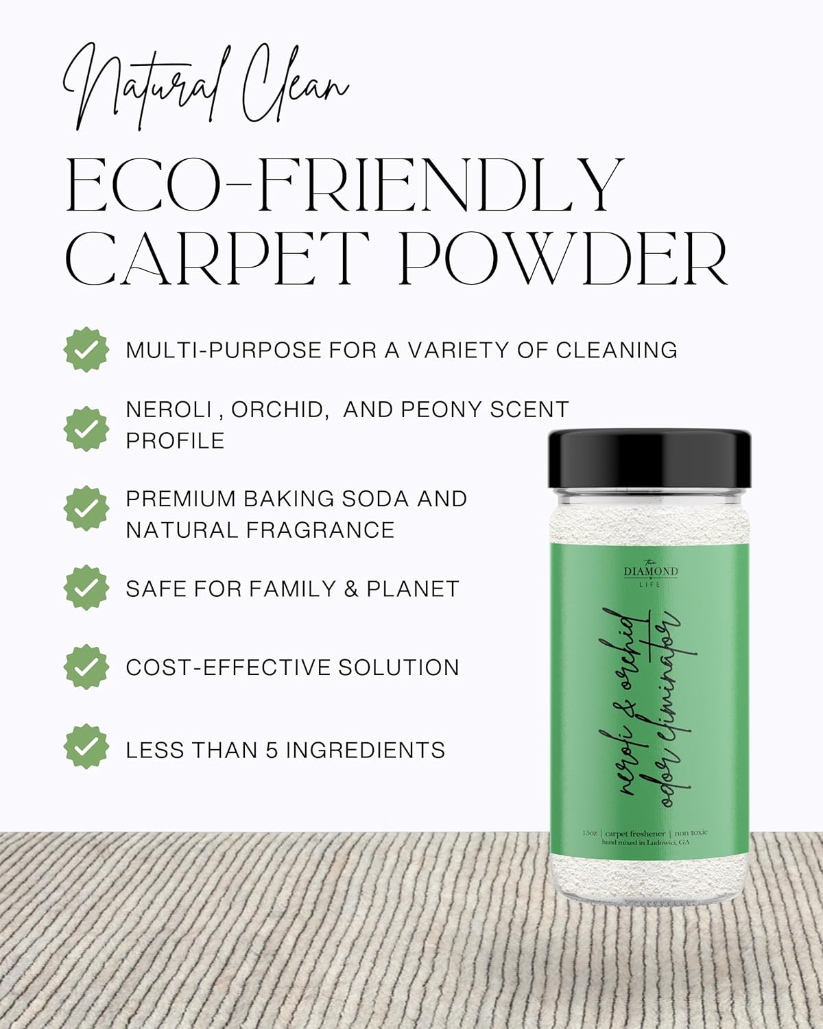 Home "Pink Cashmere" Carpet Deodorizer Powder For Vaccuuming Upholstery, Spring Cleaning, Pet Friendly– Odor Eliminator, Pet-Friendly Freshening Powder- Apple, Spices, & Vanilla