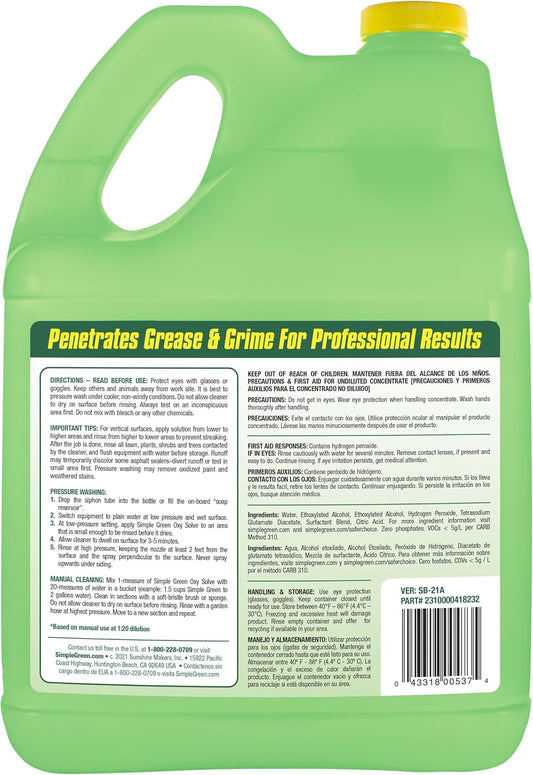 Oxy Solve House and Siding Pressure Washer Cleaner - Removes Stains from Mold & Mildew on Vinyl, Aluminum, Wood, Brick, Stucco - Concentrate 1 Gal.