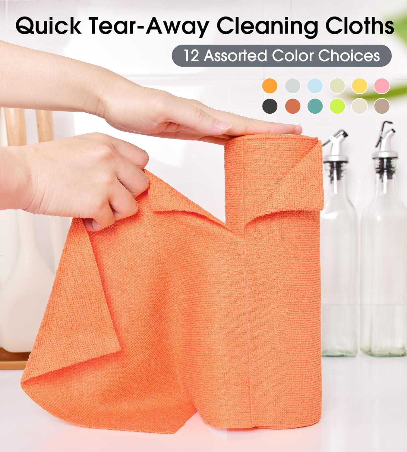 KitchLife Microfiber Cleaning Cloth Roll - Tear-Away Reusable Microfiber Paper Towels, Lint-Free, Washable, 20 Sheets for Kitchen, Car, Dishes, and Sensitive Surfaces (Pink)
