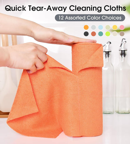 KitchLife Microfiber Cleaning Cloth Roll - Tear-Away Reusable Microfiber Paper Towels, Lint-Free, Washable, 20 Sheets for Kitchen, Car, Dishes, and Sensitive Surfaces (Pink)