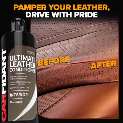 Leather Couch Cleaner - pH Neutral, Non-Toxic & Non-Greasy - Gently Removes Stains & Restores Natural Look - Safe for Car Leather Seats, Interior & Upholstery, Furniture & Sofa - 18 fl. Oz with towel