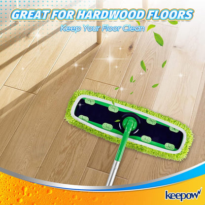 KEEPOW Reusable XL Mop Pads Compatible with Swiffer XL Sweeper, X-Large Dry Sweeping Cloths, Wet Mopping Cloths, Washable Microfiber XL Wet Pads Refills for Surface/Hardwood Floor Cleaning, 4 Pack