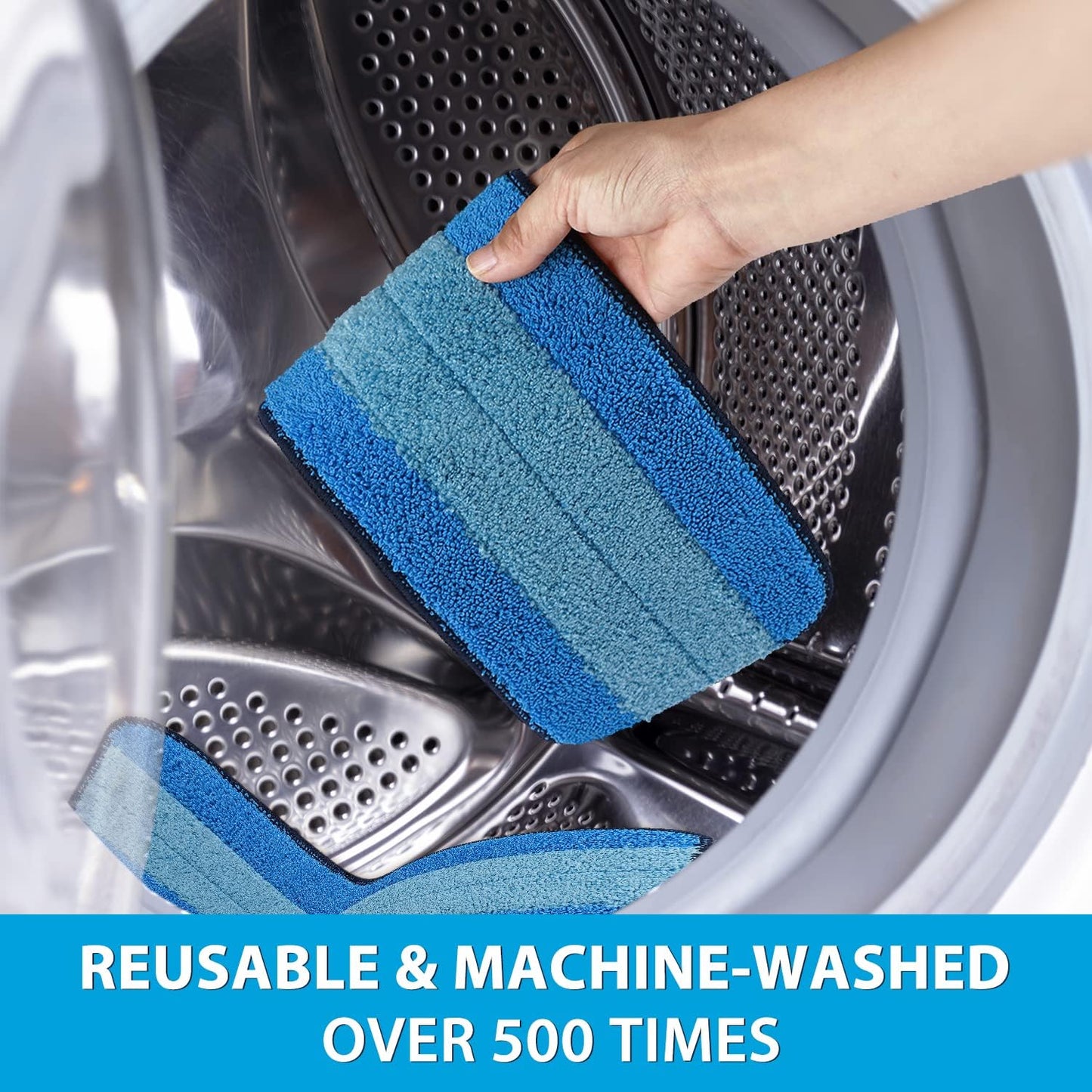 3 Pack Microfiber Cleaning Pads for Bona Mop, Safe for Hardwood and Hard-Surface Floors, Reusable Microfiber Mop Pads for 18 Inch Mop, No Residue, Super-Absorbent, Over 500 Machine Washes, Mr. Scrub