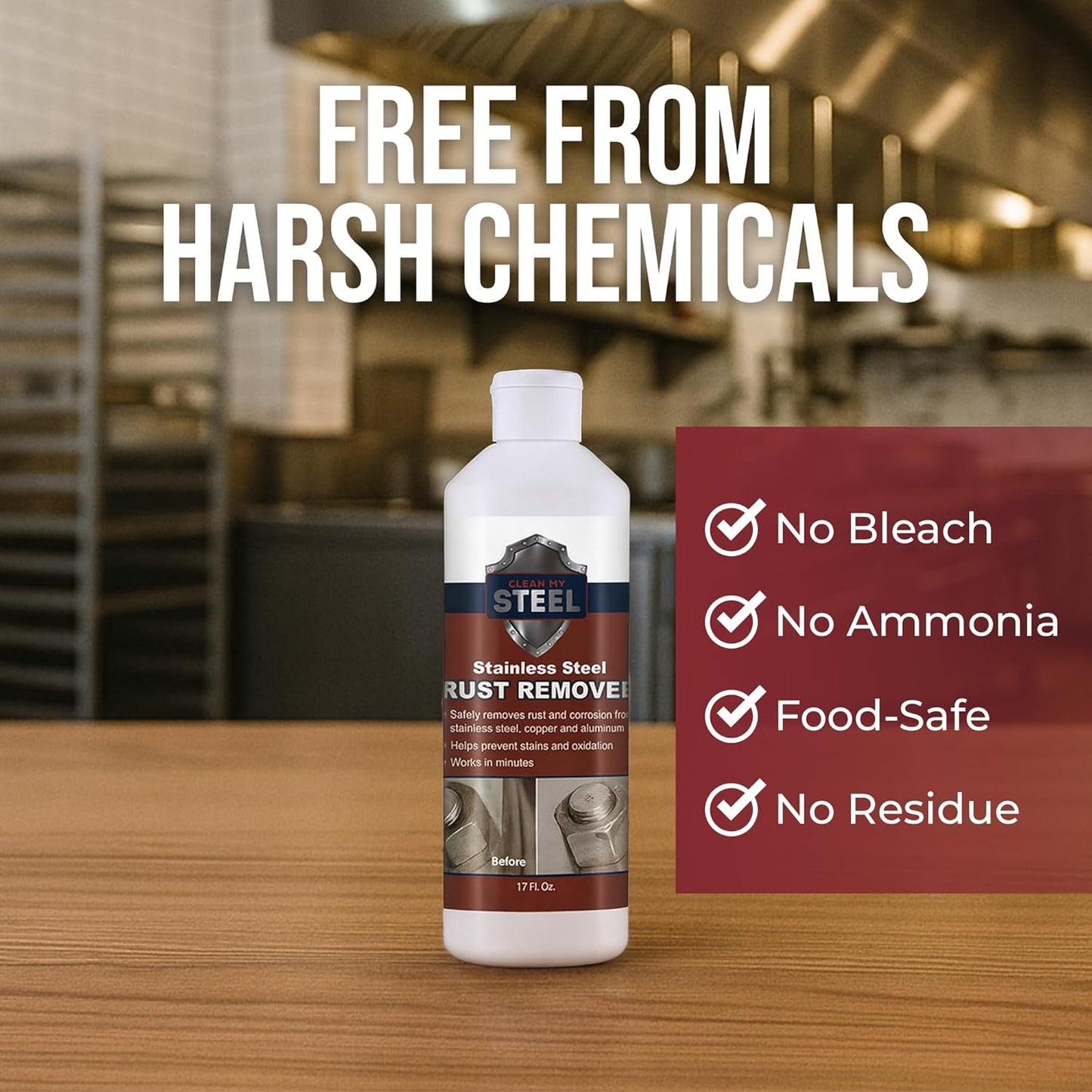 CLEAN MY STEEL Innoshine B570 Stainless Steel Rust Remover and Cleaner, NSF Certified, Approved for Food Contact Areas, 4 oz