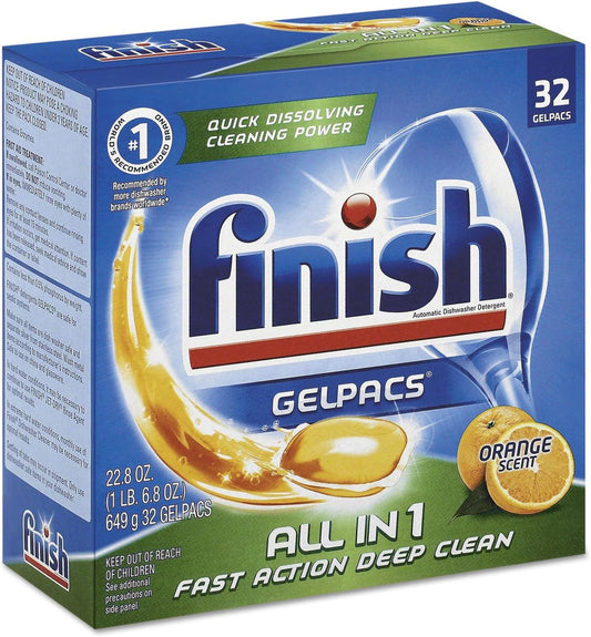 ** Dish Detergent Gel Packs, Orange, 32/Box **