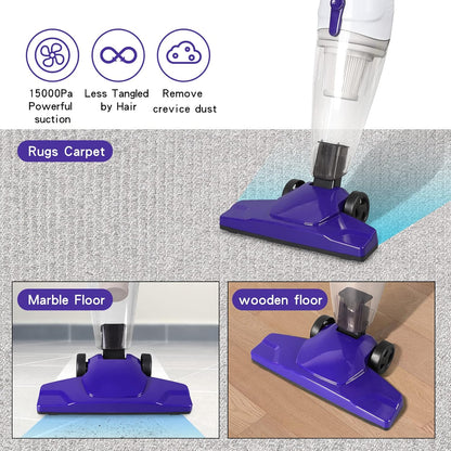 Intercleaner Corded Vacuum Cleaner, 15KPa Powerful Suction with 400W Motor, 12 in 1 Lightweight Bagless Stick Vac with Handheld, Ultra Quiet, for Hardwood Floor Carpet Car Pet Hair