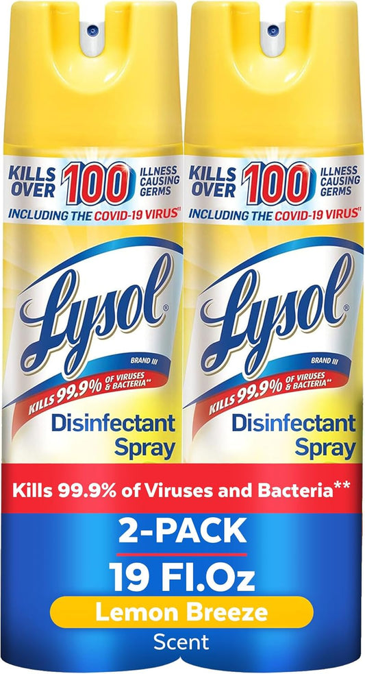 Lysol Disinfectant Spray, Sanitizing and Antibacterial Spray, For Disinfecting and Deodorizing, Mango & Hibiscus, 19 Fl. Oz (Pack of 2)