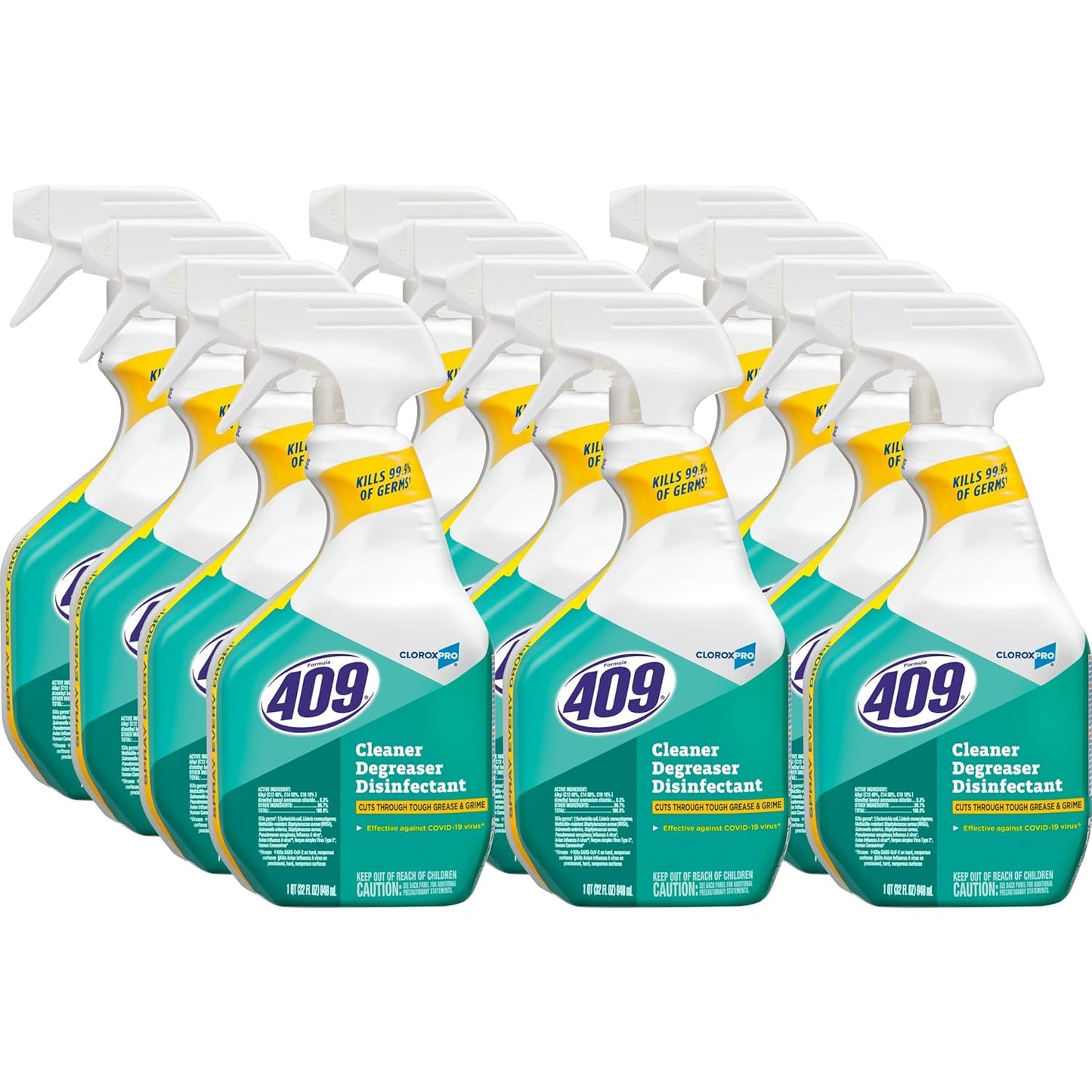 Formula 409 Cleaner Degreaser Disinfectant, CloroxPro Spray, 32 Fl Oz, Pack of 12 (Pack May Vary)