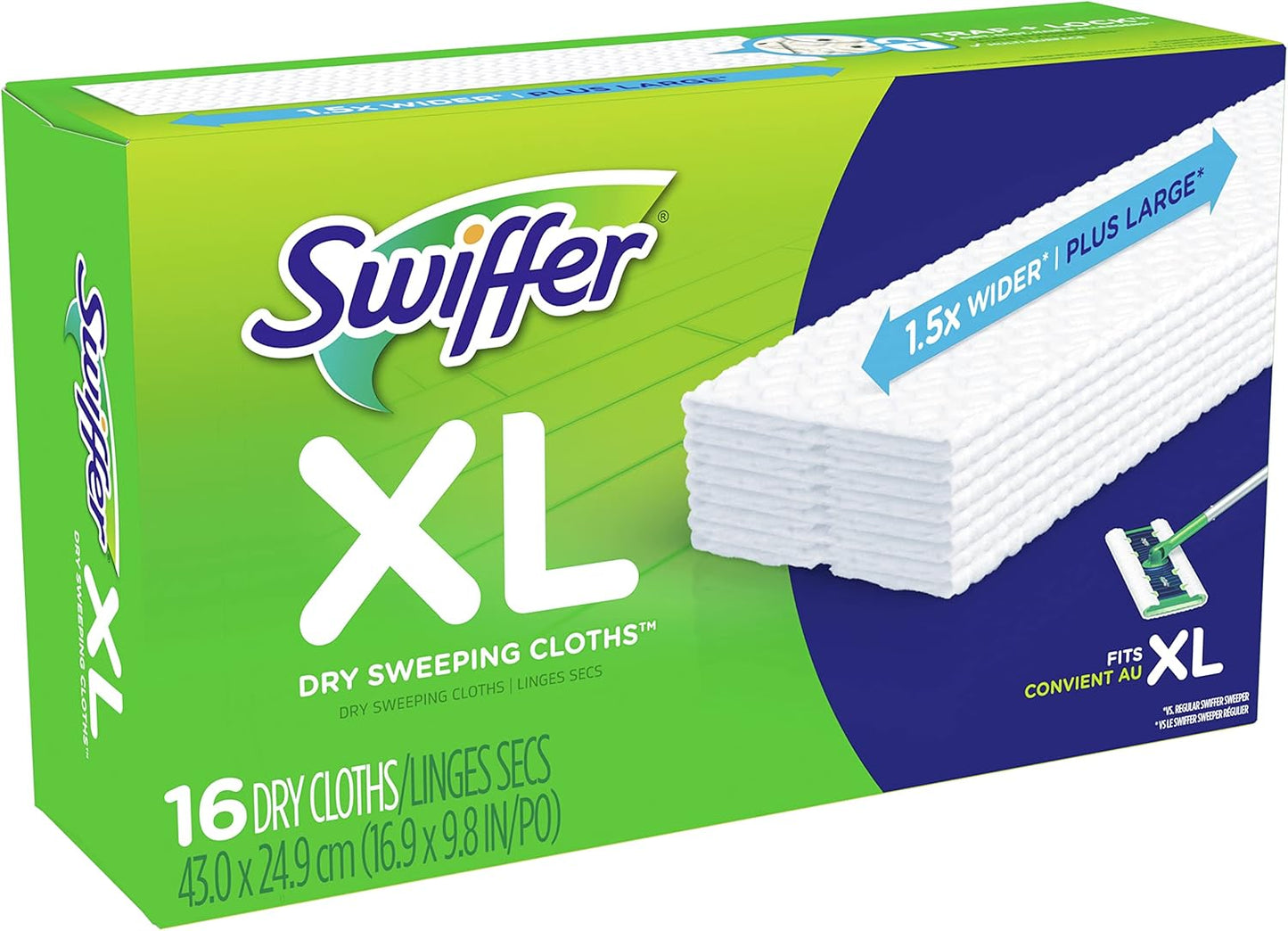 Swiffer Sweeper X-Large Disposable Sweeping Cloths, White, 16-Count Boxes (Pack of 3)