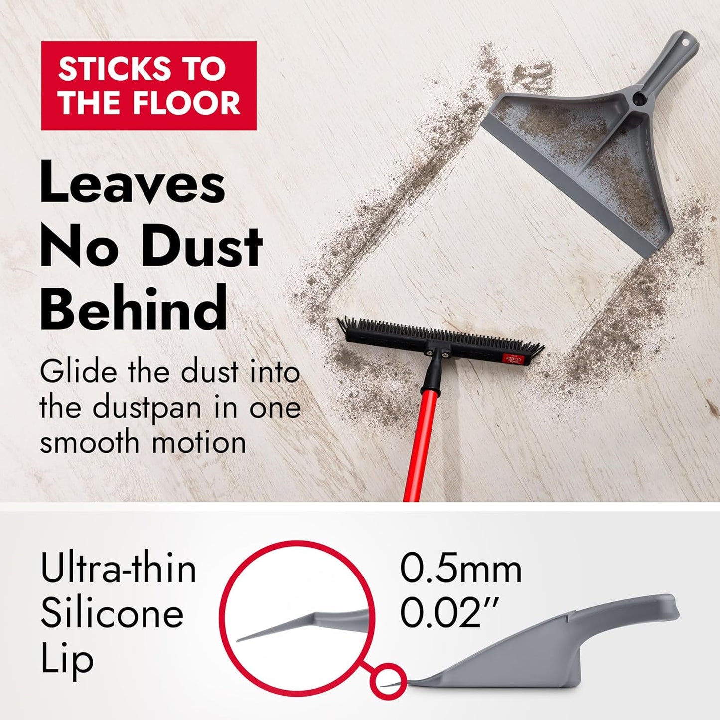 Dustpan by Ravmag- Solid Natural Silicone Construction- Stand Up Design- Accommodates Any Broom/Hand Brush- Best Dustpans for Home/Lobby/Shop