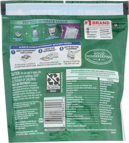 Cascade Complete Dishwasher Pods, ActionPacs Dishwasher Detergent Tabs, Lemon Scent, 18 Count