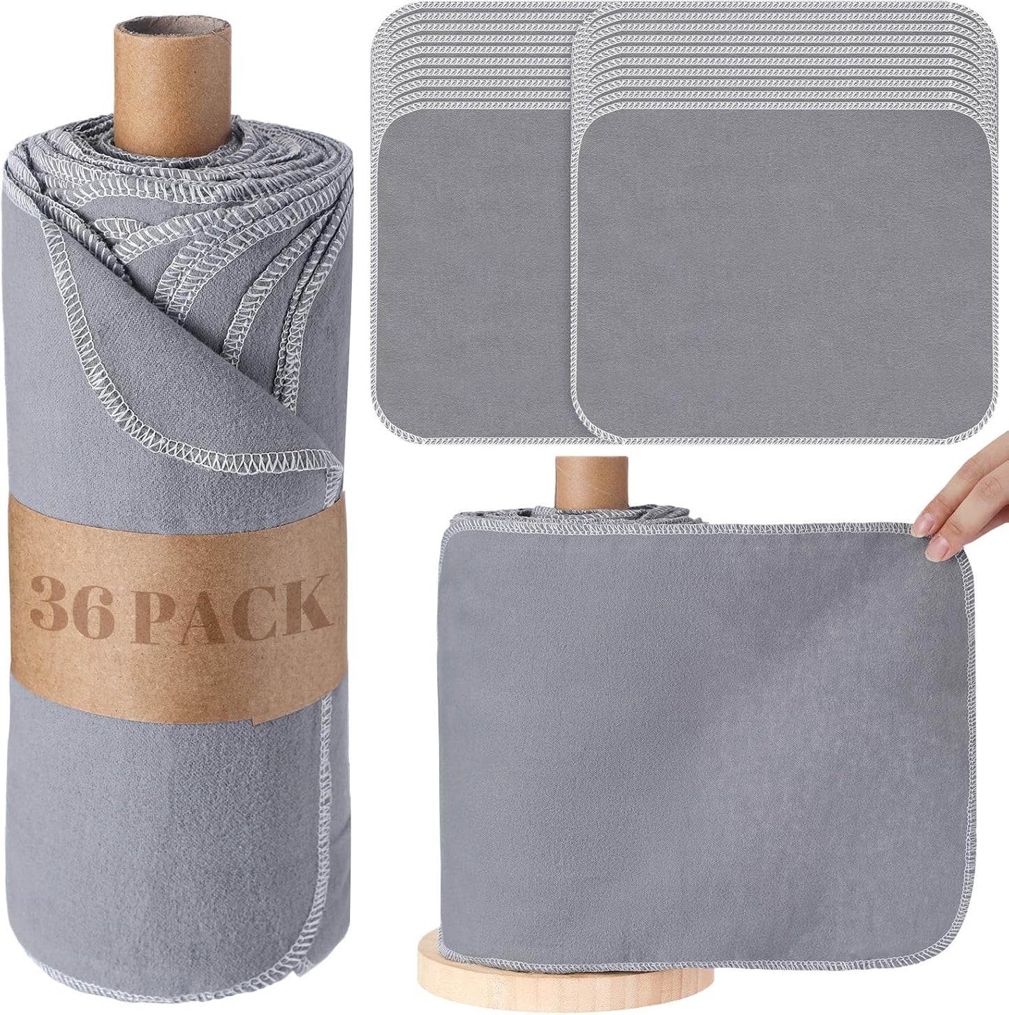 36 Pack Vintage Reusable Cleaning Cloths Washable Cotton Kitchen Towels for Home (Gray)