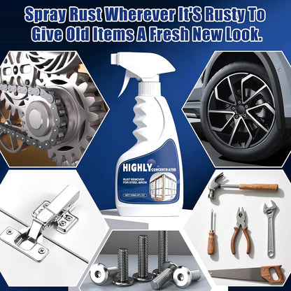 Rust Remover Spray for Metal,Powerful Rust Remover Heavy Duty Metal Cleaner,Multipurpose Rust Stain Removal for Tools,for Automotive Parts,Stainless Steel,Fast Acting Rust Removal(2PCS)