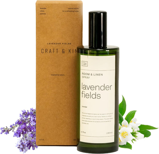 Craft & Kin Santal Woods Room Spray for Bedding, 6.76 oz, Pillow Spray, Long-Lasting Room Freshener, Soothing Aroma Mist for Home & Washroom