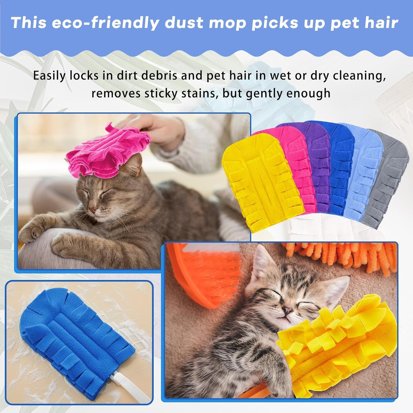 Zubebe 12 Pcs Duster Refill Reusable Fleece Duster Refills Feather Flat Dusters Multi Surface Washable Cleaning Pads Tools for Home, Blinds, Car, Pet, Furniture, Fans (Dark Color)