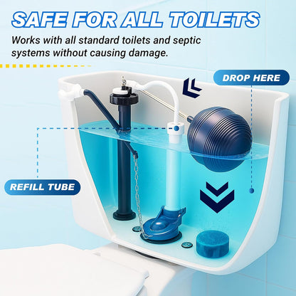 Shinefy Automatic Toilet Bowl Cleaner Tablets – 20 Tabs - Blue Gel Toilet Tank Cleaners, Hard Water Ring Remover, Septic-Safe Heavy-Duty Stain & Smell Eliminator, Toilet Cleaning & Deodorizer
