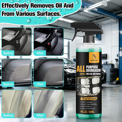 2Pcs All Purpose Degreaser for Car and House, Heavy-Duty Cleaning Spray For Car Interior and Exterior, Quick Stain Removal for Kitchen, Countertops, Appliances, Walls and Floor Surfaces, 120ml/4fl.oz