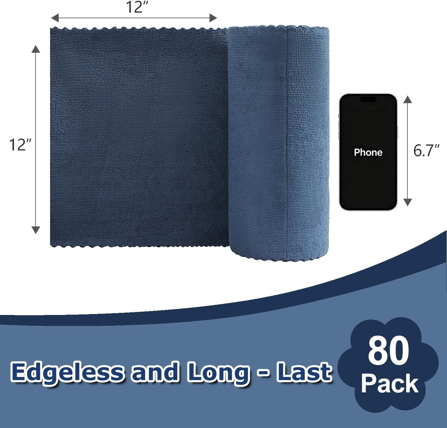 80 Pack Microfiber Cleaning Cloth Roll Reusable Paper Towels 12"x12" Tear Away Cloth, Microfiber Towels for Cars, Wash Cloths, Lint Free Dark Grey Rags for House, Kitchen,Window,Cleaning Supplies